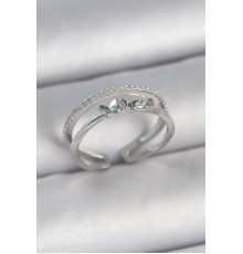 Pirinç Gümüş Renk 2'Li Zirkon Taş Detaylı Figür Ayarlanabilir Model Kadın Yüzük - TJ-BYK3732