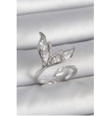 Pirinç Gümüş Renk Zirkon Taşlı Balık Kuyruğu Model Ayarlanabilir Kadın Yüzük - TJ-BYK3744