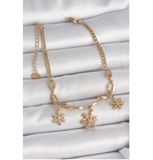 316L Çelik Gold Renk Sallantı Kar Tanesi Model Kadın Bileklik - TJ-BB6946