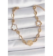 316L Çelik Gold Renk Yonca Model İşleme Detaylı Kadın Bileklik - TJ-BB6951