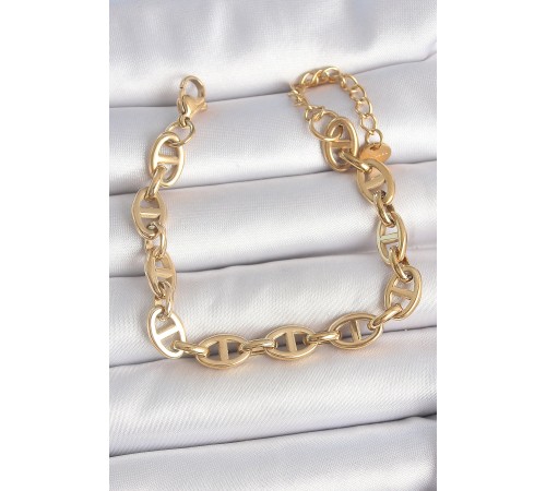 316L Çelik Gold Renk Zincir Model Kadın Bileklik - TJ-BB6955