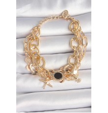 Pirinç Gold Renk Çoklu Zincir Model Deniz Yıldız Figür Kadın Bileklik - TJ-BB6963