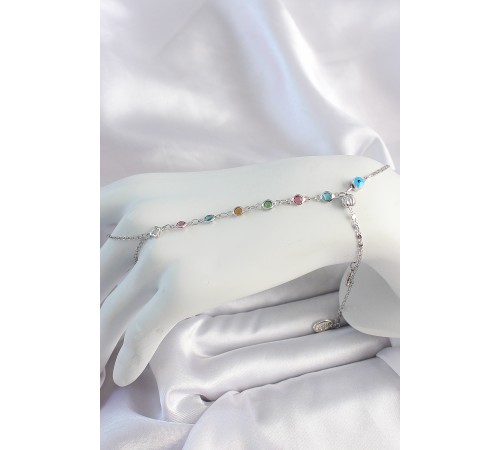 Pirinç Gümüş Renk Renkli Zirkon Taşlı Şahmeran - TJ-SN633