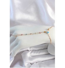 Pirinç Gold Renk Renkli Zirkon Taşlı Nazar Boncuk Detay Şahmeran - TJ-SN634