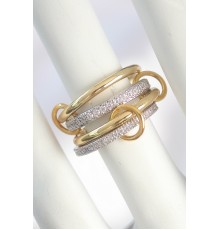 Pirinç Gold Renk Zirkon Taşlı Halka Detaylı Kadın Yüzük - TJ-BYK3752