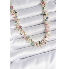 Pirinç Gold Renk Zirkon Taşlı Diken Model VIP Seri Kadın Kolye - TJ-BKO10203