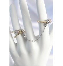 Pirinç Mix Renk Zirkon Taşlı Zincir Kadın Yüzük Seti - TJ-BYK3753