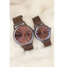 Kahverengi Deri Kordonlu Rose Metal Kasa Sevgili Saatleri - TJ-SGK1371