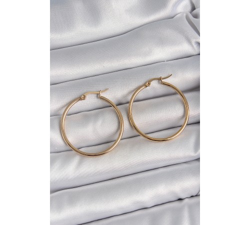 316 Çelik Gold Renk 33 mm Kadın Halka Model Kadın Küpe - TJ-BKP10509