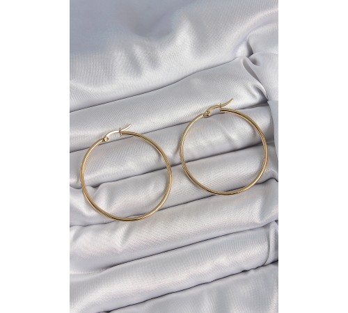 316 Çelik Gold Renk 43 mm Halka Model Kadın Küpe - TJ-BKP10510