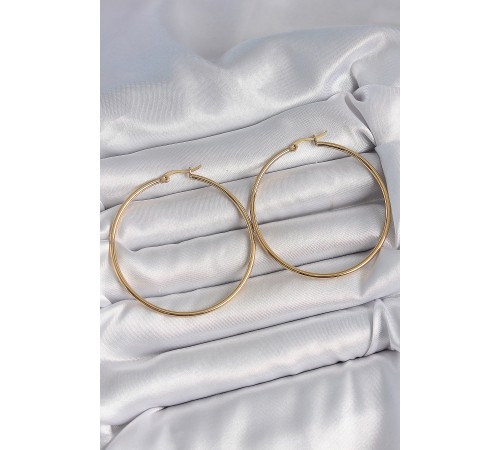 316 Çelik Gold Renk 53 mm Halka Model Kadın Küpe - TJ-BKP10511