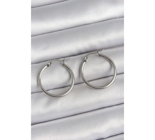 316 Çelik Gümüş Renk 22 mm Halka Model Kadın Küpe - TJ-BKP10513