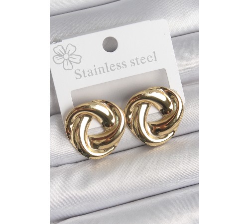 316 Çelik Gold Renk Düğüm Halka Model Kadın Küpe - TJ-BKP10522