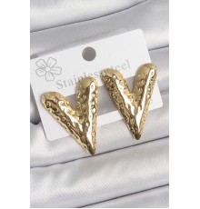 316 Çelik Gold Renk İşlemeli Kalp Model Kadın Küpe - TJ-BKP10523