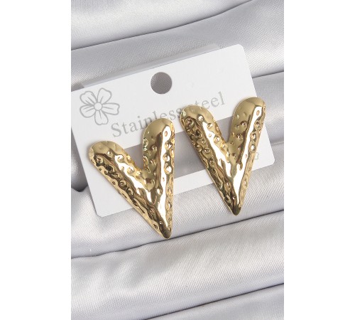 316 Çelik Gold Renk İşlemeli Kalp Model Kadın Küpe - TJ-BKP10523