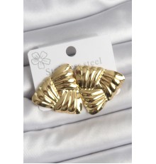 316 Çelik Gold Renk İşlemeli Üçgen Model Kadın Küpe - TJ-BKP10524