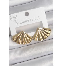 316 Çelik Gold Renk İşlemeli Deniz Kabuğu Plaka Model Kadın Küpe - TJ-BKP10525