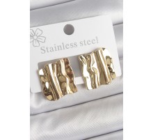 316 Çelik Gold Renk Dalgalı Plaka Model Kadın Küpe - TJ-BKP10526