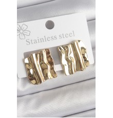 316 Çelik Gold Renk Dalgalı Plaka Model Kadın Küpe - TJ-BKP10526