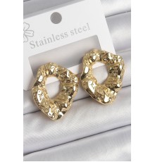 316 Çelik Gold Renk İşlemeli Halka Model Kadın Küpe - TJ-BKP10527