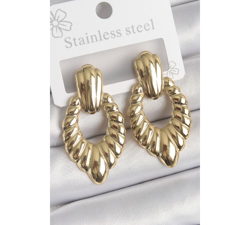 316 Çelik Gold Renk İşlemeli Motiif Model Kadın Küpe - TJ-BKP10528