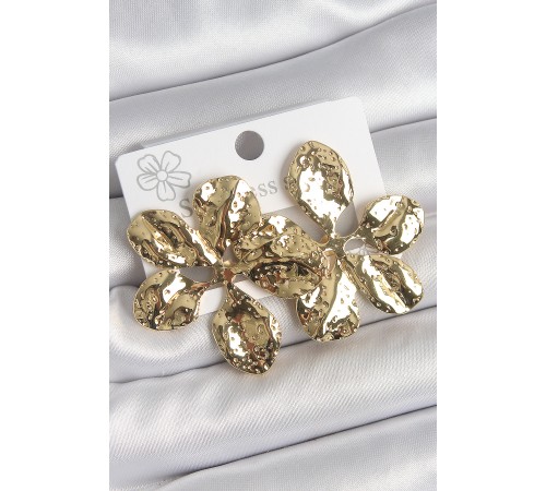 316 Çelik Gold Renk İşlemeli Yaprak Model Kadın Küpe - TJ-BKP10529