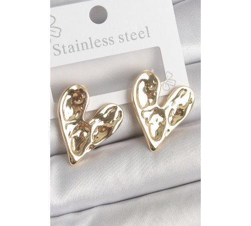 316 Çelik Gold Renk İşlemeli Kalp Model Kadın Küpe - TJ-BKP10530