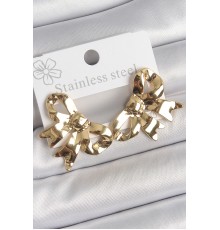 316 Çelik Gold Renk Kurdele Plaka Model Kadın Küpe - TJ-BKP10531