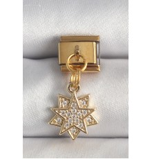 316L Çelik Gold Renk Sallantı Zirkon Taşlı Yıldız Model Nomination Charm - TJ-BC1357