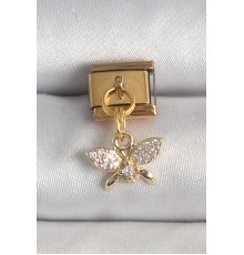 316L Çelik Gold Renk Zirkon Taşlı Model Nomination Charm - TJ-BC1360