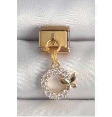 316L Çelik Gold Renk Sallantı Zirkon Taşlı Detay Nomination Charm - TJ-BC1365