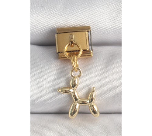 316L Çelik Gold Renk Sallantı Balan Köpek Model Nomination Charm - TJ-BC1366