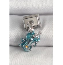 316L Çelik Gümüş Renk Sallantı Mavi Boğa Model Nomination Charm - TJ-BC1378