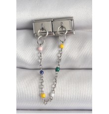 316L Çelik Gümüş Renk 2'Li Sallantı Zincir Model Nomination Charm - TJ-BC1384