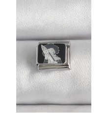 316L Çelik Gümüş Renk Siyah İşlemeli Portre Model Nomination Charm - TJ-BC1385