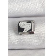 316L Çelik Gümüş Renk Siyah Beyaz Kuş İşlemeli Nomination Charm - TJ-BC1389