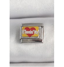 316L Çelik Gümüş Renk Sarı Kırmızı Kalp 'Bayılıyorum' İşlemeli Nomination Charm - TJ-BC1391