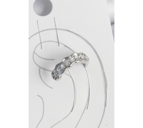 Pirinç Gümüş Renk Zirkon Taşlı Kıkırdak Model Kadın Küpe - TJ-BKP10550