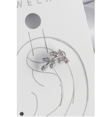 Pirinç Gümüş Renk Zirkon Taşlı Yaprak Model Kıkırdak Kadın Küpe - TJ-BKP10551