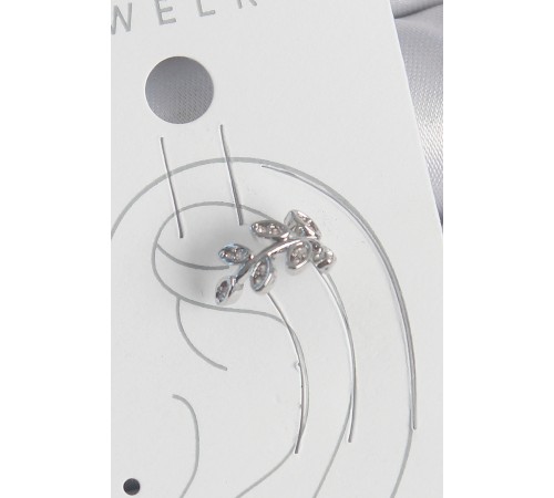 Pirinç Gümüş Renk Zirkon Taşlı Yaprak Model Kıkırdak Kadın Küpe - TJ-BKP10551