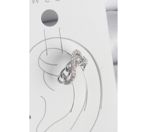 Pirinç Gümüş Renk Zirkon Taşlı Zincir Sonsuzluk Model Kadın Kıkırdak Küpe - TJ-BKP10553