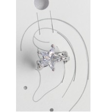 Pirinç Gümüş Renk Zirkon Taşlı Yıldız Model Kadın Kıkırdak Küpe - TJ-BKP10558