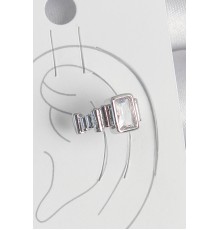 Pirinç Gümüş Renk Kare Zirkon Taşlı Kadın Kıkırdak Model Küpe - TJ-BKP10560