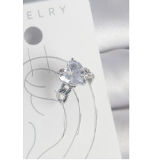 Pirinç Gümüş Renk Zirkon Taşlı Kalp Model Kadın Kıkırdak Küpe - TJ-BKP10563