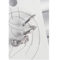 Pirinç Gümüş Renk Zirkon Taşlı 3'Lü Model Sonsuzluk Zincir Model Kıkırdak Küpe - TJ-BKP10566