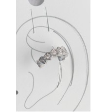 Pirinç Gümüş Renk Bal Peteği Model Zirkon Taşlı Kadın Kıkırdak Küpe - TJ-BKP10568