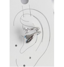 Pirinç Gümüş Renk Zirkon Taş Detaylı Kalp Model Kadın Kıkırdak Küpe - TJ-BKP10570