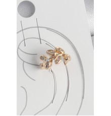 Pirinç Gold Renk Zirkon Taşlı Yaprak Model Kadın Kıkırdak Küpe - TJ-BKP10572