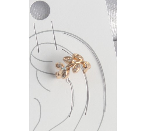 Pirinç Gold Renk Zirkon Taşlı Yaprak Model Kadın Kıkırdak Küpe - TJ-BKP10572