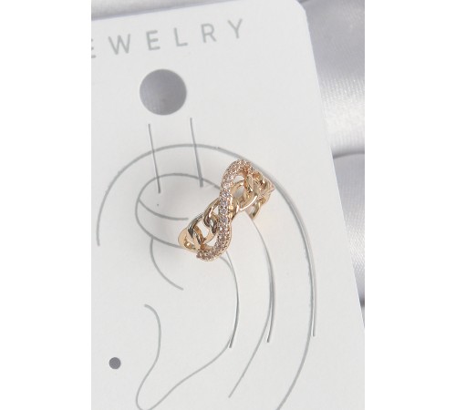 Pirinç Gold Renk Zirkon Taşlı Sonsuzluk Zincir Model Kadın Kıkırdak Küpe - TJ-BKP10575